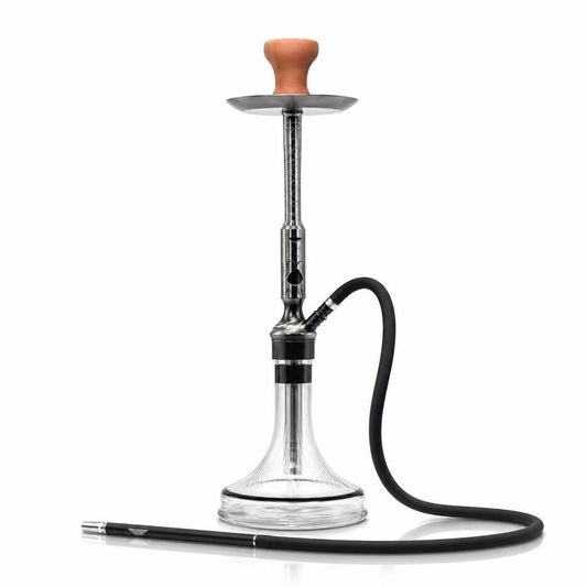 BE Signature Premium Hookah Set – 27" Complete Shisha Pipe with Stainless Steel Tray, Ribbed Glass Base, Silicone Hose & Ceramic Bowl – Gold & Black Modern Design for Home, Lounge & Parties