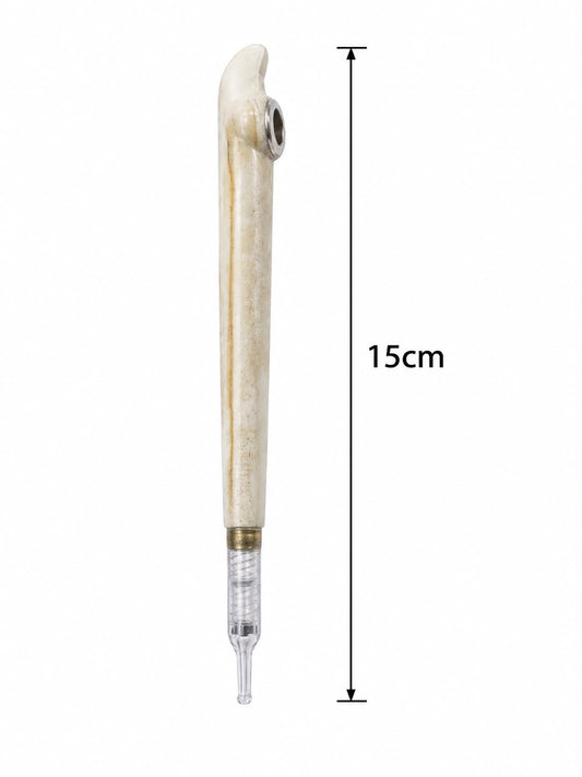 Premium Medwakh Pipe 15cm – Genuine Bone-Style Body with Silver & Brass Fittings – Authentic Handcrafted Dokha/Midwakh Smoking Pipe