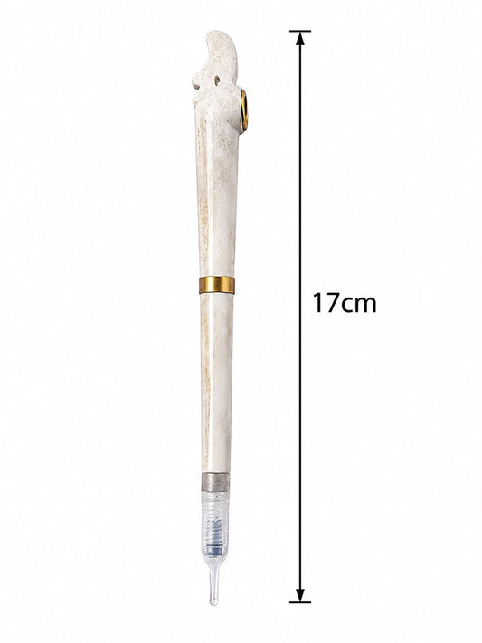 Premium Medwakh Pipe 17cm – Extra-Long Bone-Style Body with Gold & Silver Fittings – Authentic Handcrafted Dokha/Midwakh Smoking Pipe