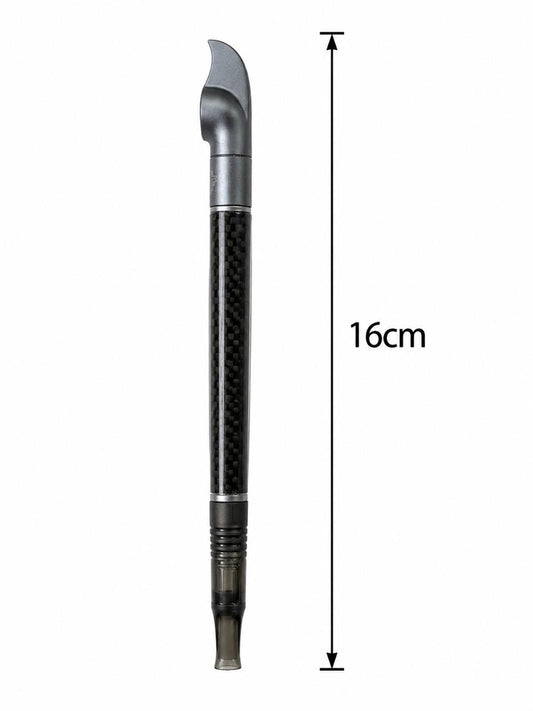 Premium Carbon Fiber Medwakh Pipe 16cm – Gunmetal Finish with Turbo Design – Modern Authentic Dokha/Midwakh Smoking Pipe