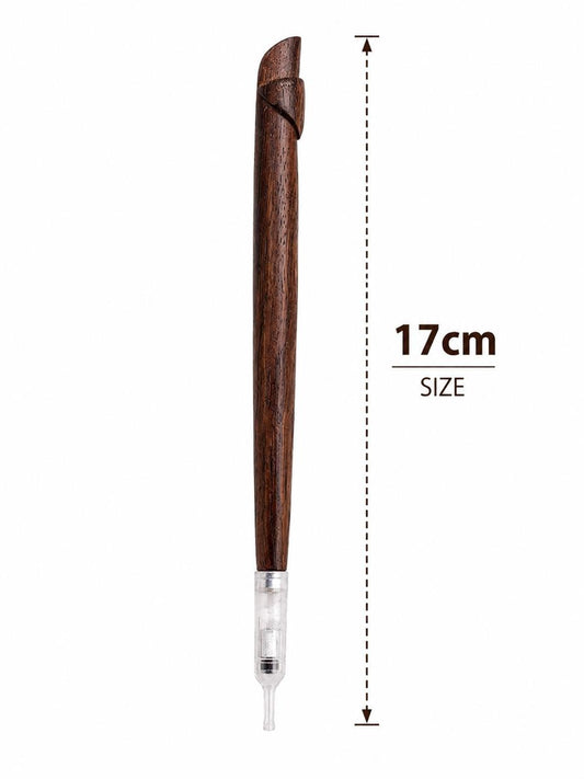 Handmade Wooden Medwakh Pipe – 17cm Traditional Dokha Smoking Pipe with Removable Filter Tip