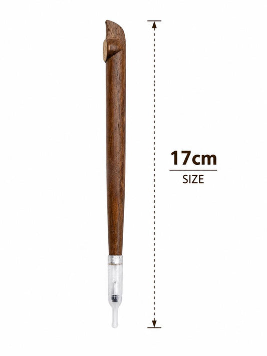 Handmade Wooden Medwakh Pipe – 17cm Traditional Dokha Smoking Pipe with Brass Ring Accent & Removable Filter Tip
