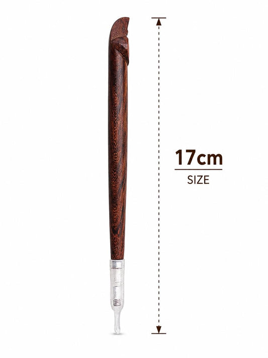 Handmade Wooden Medwakh Pipe – 17cm Traditional Dokha Smoking Pipe with Removable Filter Tip