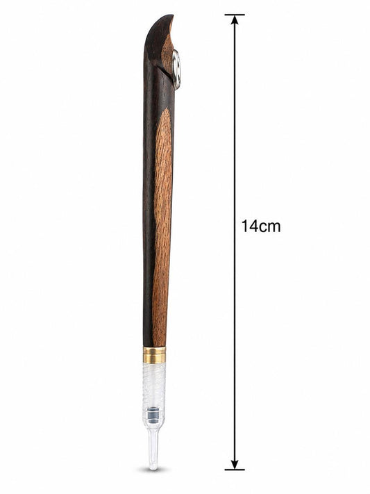 Handmade Wooden Medwakh Pipe – Two-Tone Ebony & Walnut Dokha Pipe with Silver Ring & Gold Band | 14cm Traditional Emirati Design