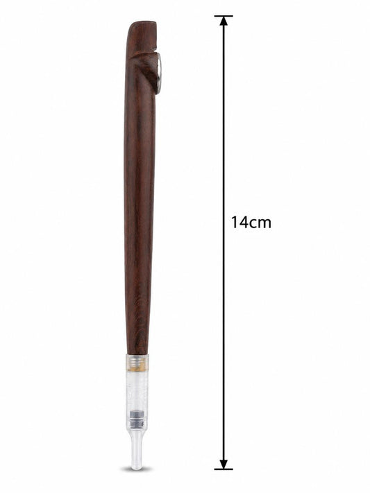 Handmade Wooden Medwakh Pipe – Rosewood Dokha Pipe with Silver Ring & Gold Accent Tip | 14cm Traditional Emirati Design