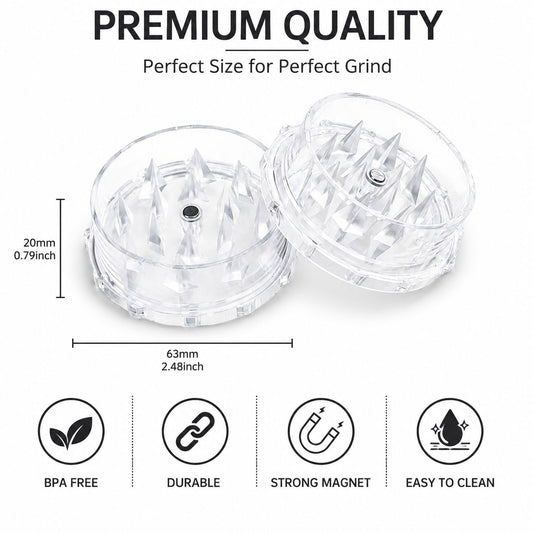 Premium BPA-Free Herb & Tobacco Grinder – Sharp Spike Teeth | Strong Magnet | Lightweight & Portable | 5 Colors Available