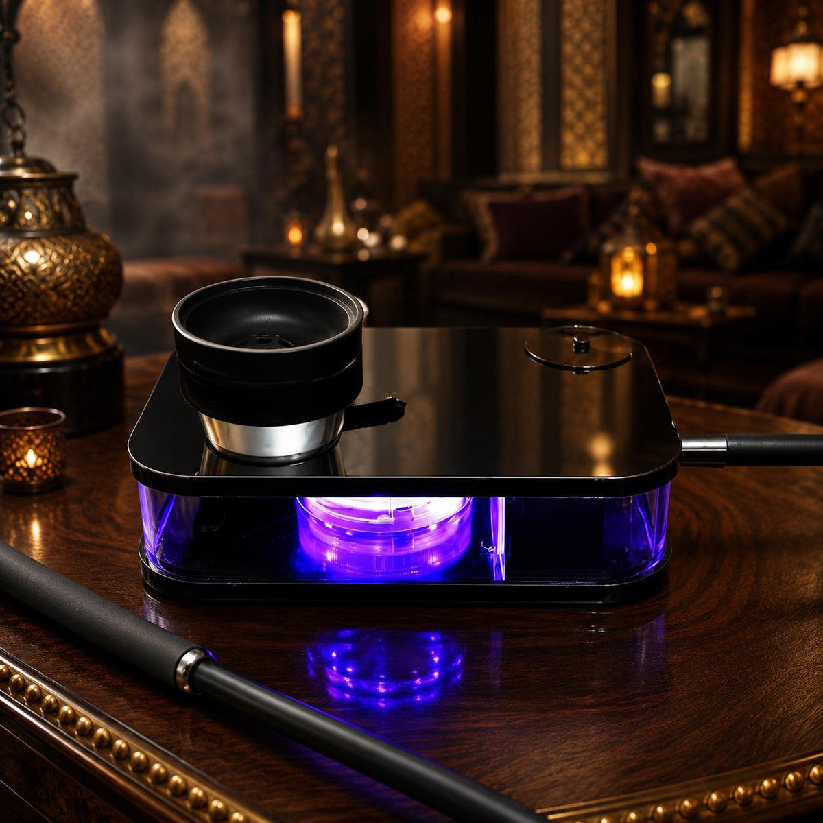 RIKO Hookah – Portable All-in-One Shisha Set with LED Light & Remote Control | 100% Original Compact Design – Complete Kit with Hose, Charcoal Holder, Tongs & Mouthpieces
