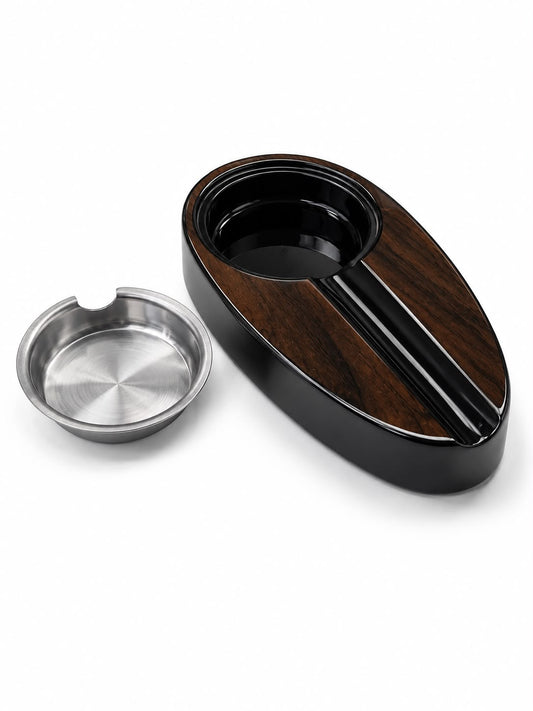 Luxe Wood Cigar Ashtray – Removable Steel Bowl