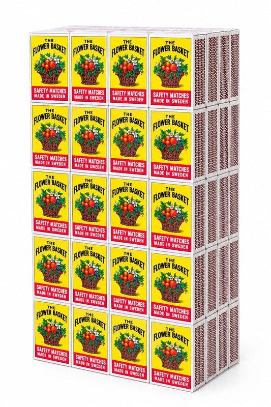 The Flower Basket Safety Matches – 100 Boxes Pack, Made in Sweden