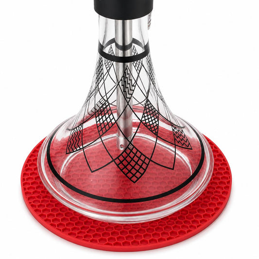 Hookah Base Protector Mat – Red Silicone Non-Slip Coaster for Shisha Glass Vase | Heat-Resistant Hookah Stand Pad