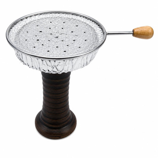 Premium Shisha Charcoal Wire Mesh Screen – Stainless Steel Round Coal Holder Rack | Wooden Handle | Heat-Resistant Hookah Coal Burner Net | Essential Shisha Accessory