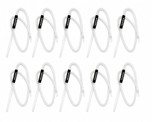 10-Pack MAZAYAYM Premium White Washable Hookah Shisha Hose – Textile-Wrapped Flexible Pipe with Detachable Clear Glass Mouthpiece Tips, Reusable & Hygienic