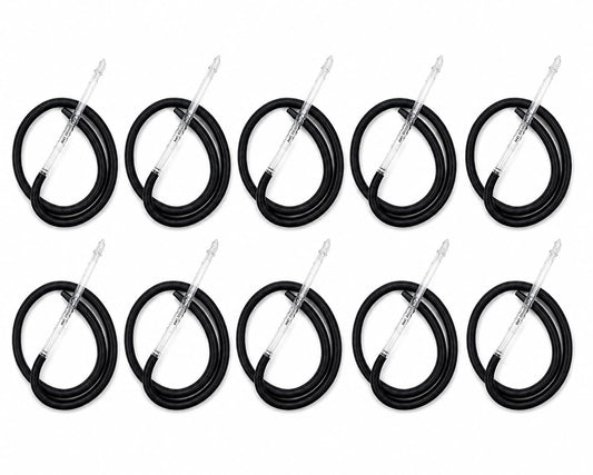 10-Pack Premium Disposable Hookah Shisha Hoses – Sterile, Washable, Reusable, Black Textile-Wrapped Flexible Pipe with Clear Acrylic Mouthpiece Handle