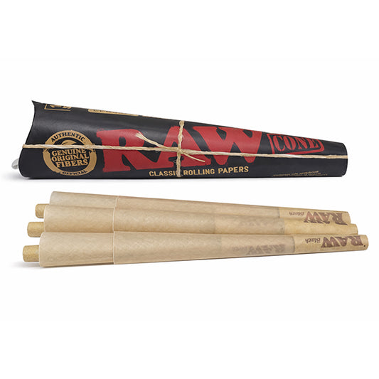 रॉ क्लासिक ब्लैक किंग साइज़ प्री-रोल्ड कोन्स - 6 पैक, 1¼ साइज़