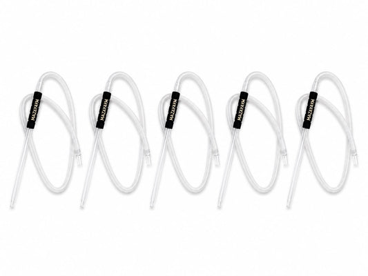 5-Pack MAZAYAYM Premium White Washable Hookah Shisha Hose – Textile-Wrapped Flexible Pipe with Detachable Clear Glass Mouthpiece Tips, Reusable & Hygienic