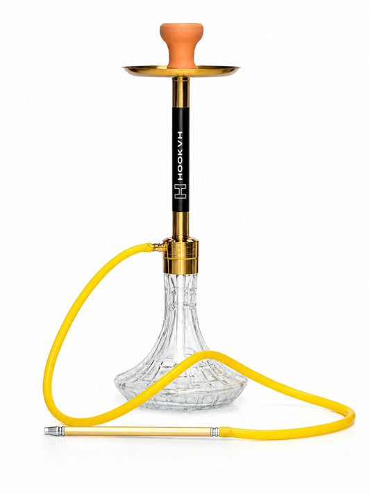 AL KHUMERY - Premium Gold Luxury Hookah Set – Crystal Clear Base | Smooth Silicone Hose | Complete Ready-to-Smoke Shisha Kit