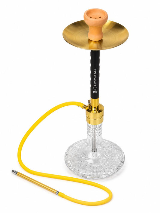 AL KHUMERY - Premium Gold Luxury Hookah Set – Crystal Clear Base | Smooth Silicone Hose | Complete Ready-to-Smoke Shisha Kit