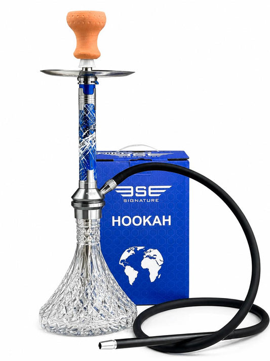 BE Signature Hookah Set – Premium Diamond-Cut Glass Base with Graffiti-Print Steel Stem, Ceramic Bowl, Silicone Hose & Steel Tray – Modern Streetwear-Style Shisha Pipe, Available in Multiple Colors