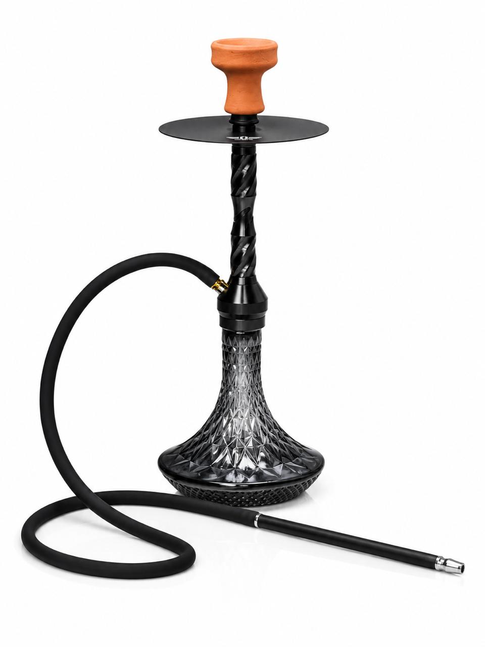 AL KHUMERY - BSE Signature Luxury Hookah Set – Twisted Stem | Diamond Cut Crystal Base | Available in Stealth Black & Royal Blue | Complete Shisha Kit