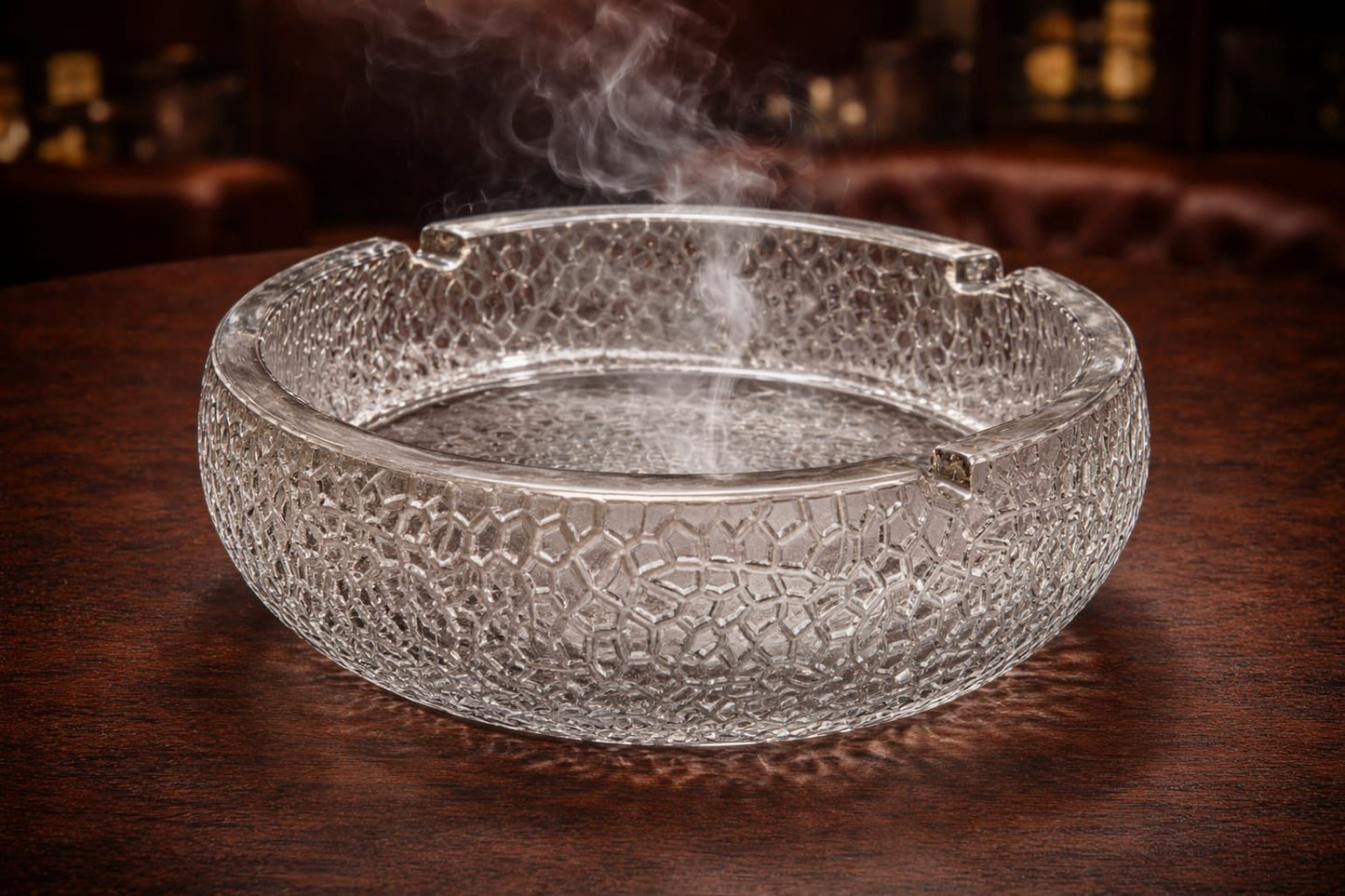 Al Khumery Crystal Glass Ashtray – Luxury Textured Design for Home & Lounge In UAE