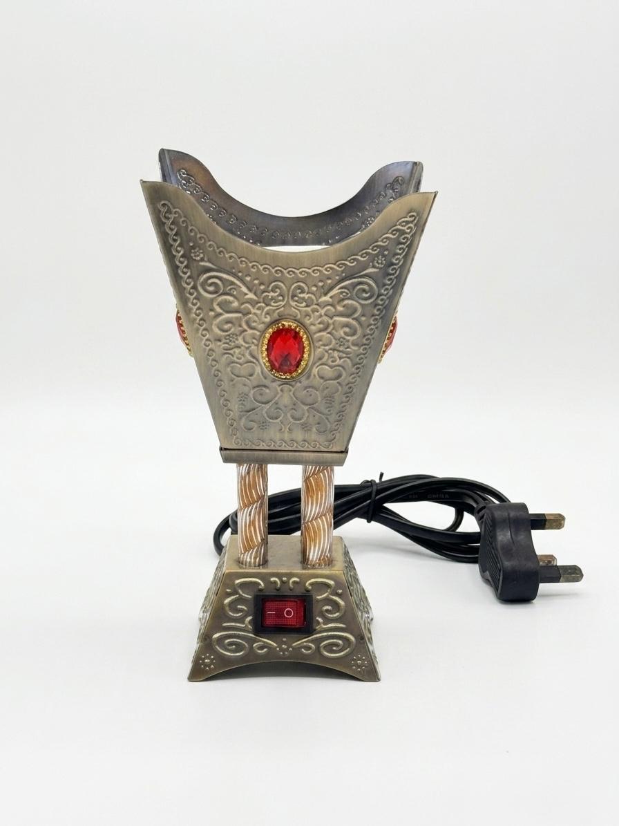 AL KHUMERY ARABIC ENGRAVED ELECTRIC HOOKAH CHARCOAL HEATER WITH GEM DESIGN
