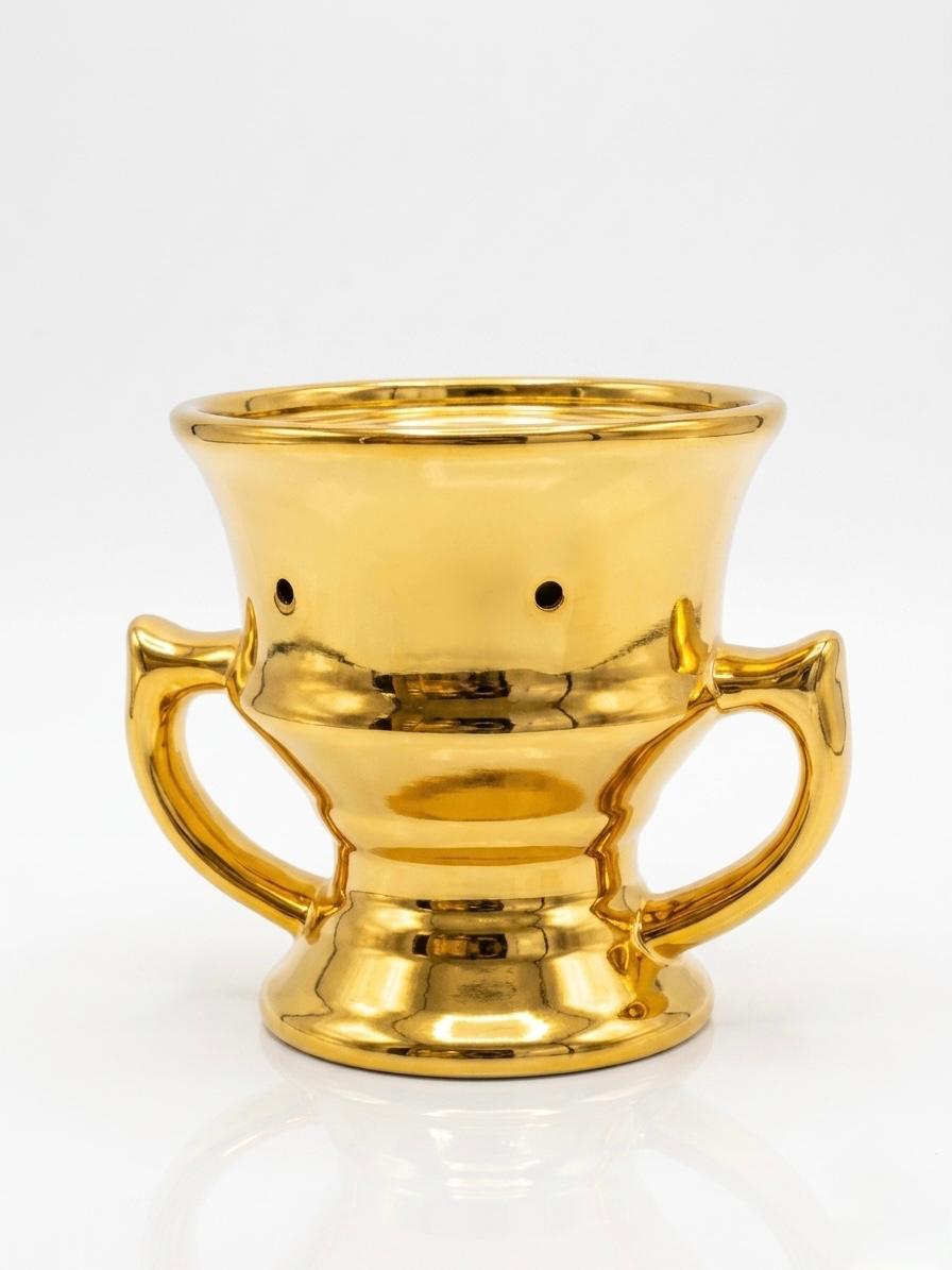 AL KHUMERY GOLD CERAMIC HOOKAH BOWL WITH DOUBLE HANDLE