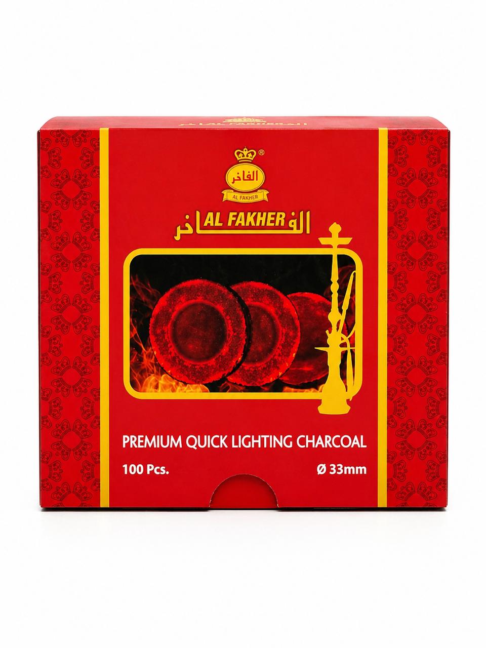 AL KHUMERY AL FAKHER PREMIUM QUICK LIGHTING CHARCOAL FOR HOOKAH SHISHA | 100 PCS | 33MM