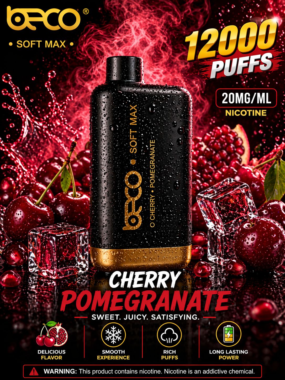 AL KHUMERY | BECO Soft Max Disposable Vape 12000 Puffs Mixed Berries | 20mg Nicotine | Rechargeable | Premium Flavor Vape UAE