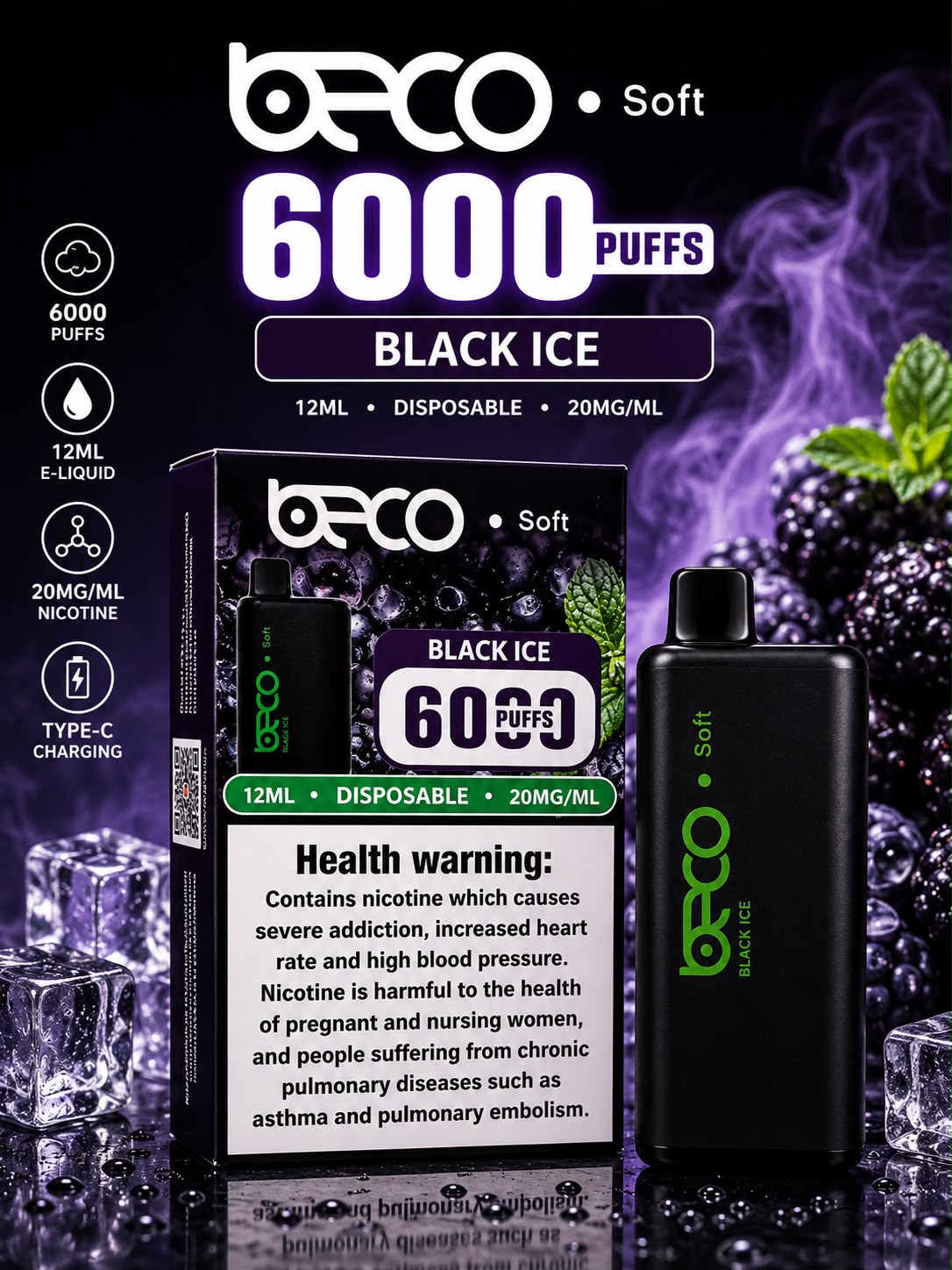 AL KHUMERY BECO SOFT DISPOSABLE VAPE 6000 PUFFS 12ML 20MG/ML – MULTIPLE FLAVORS
