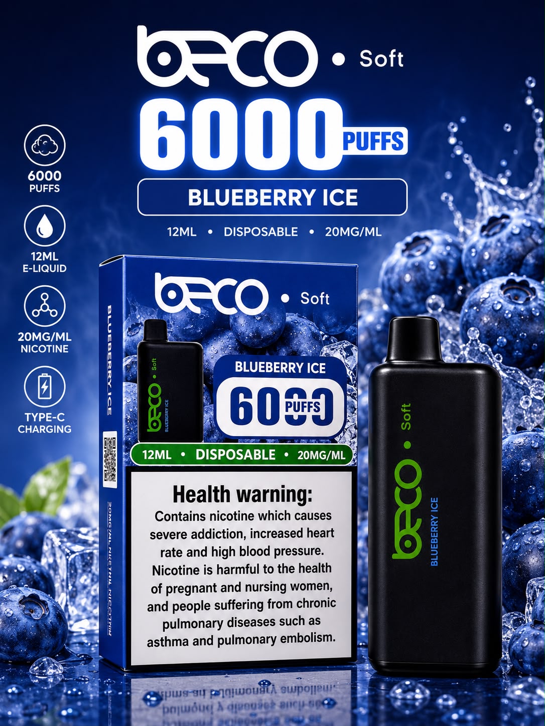 AL KHUMERY BECO SOFT DISPOSABLE VAPE 6000 PUFFS 12ML 20MG/ML – MULTIPLE FLAVORS