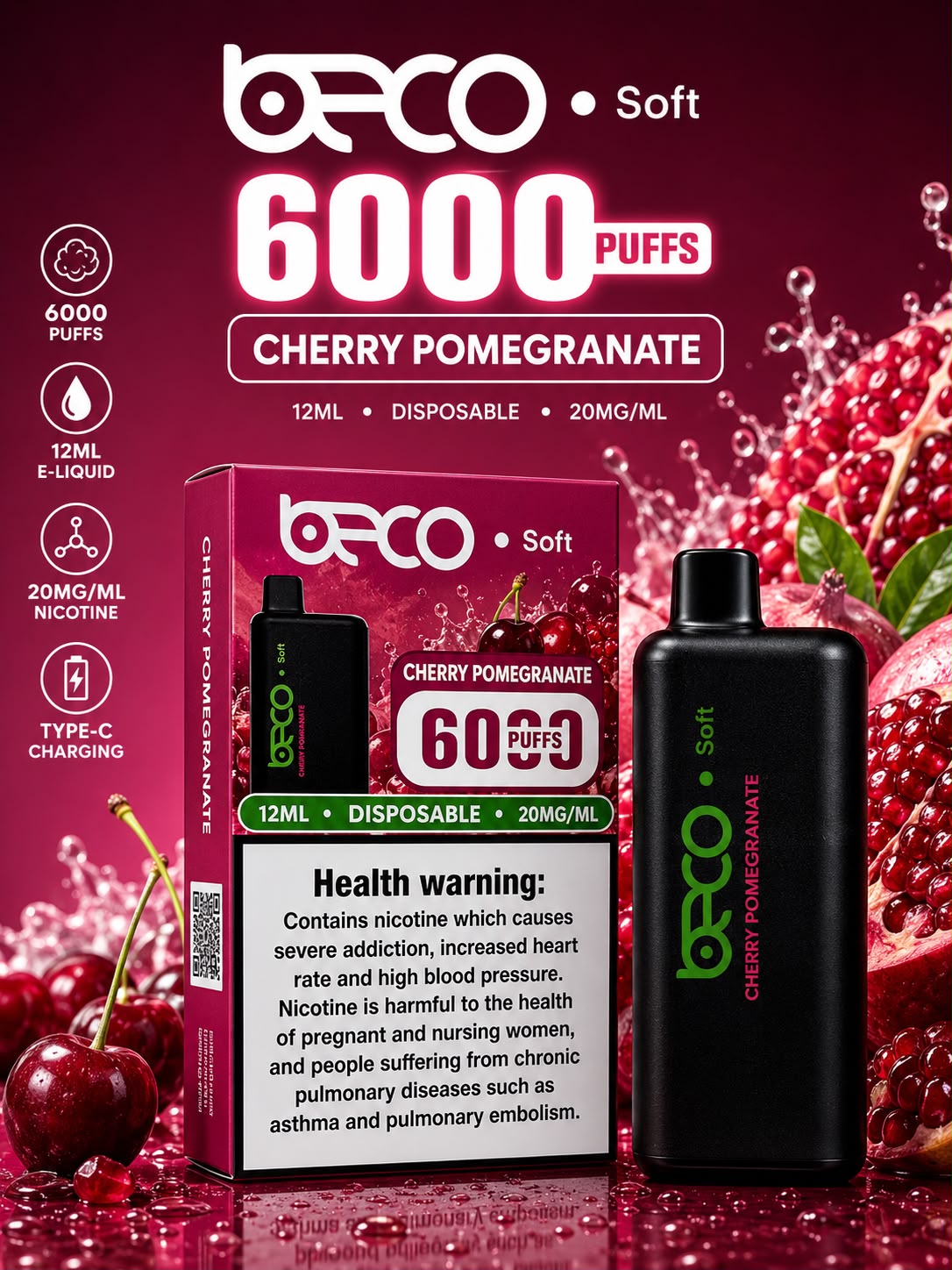 AL KHUMERY BECO SOFT DISPOSABLE VAPE 6000 PUFFS 12ML 20MG/ML – MULTIPLE FLAVORS