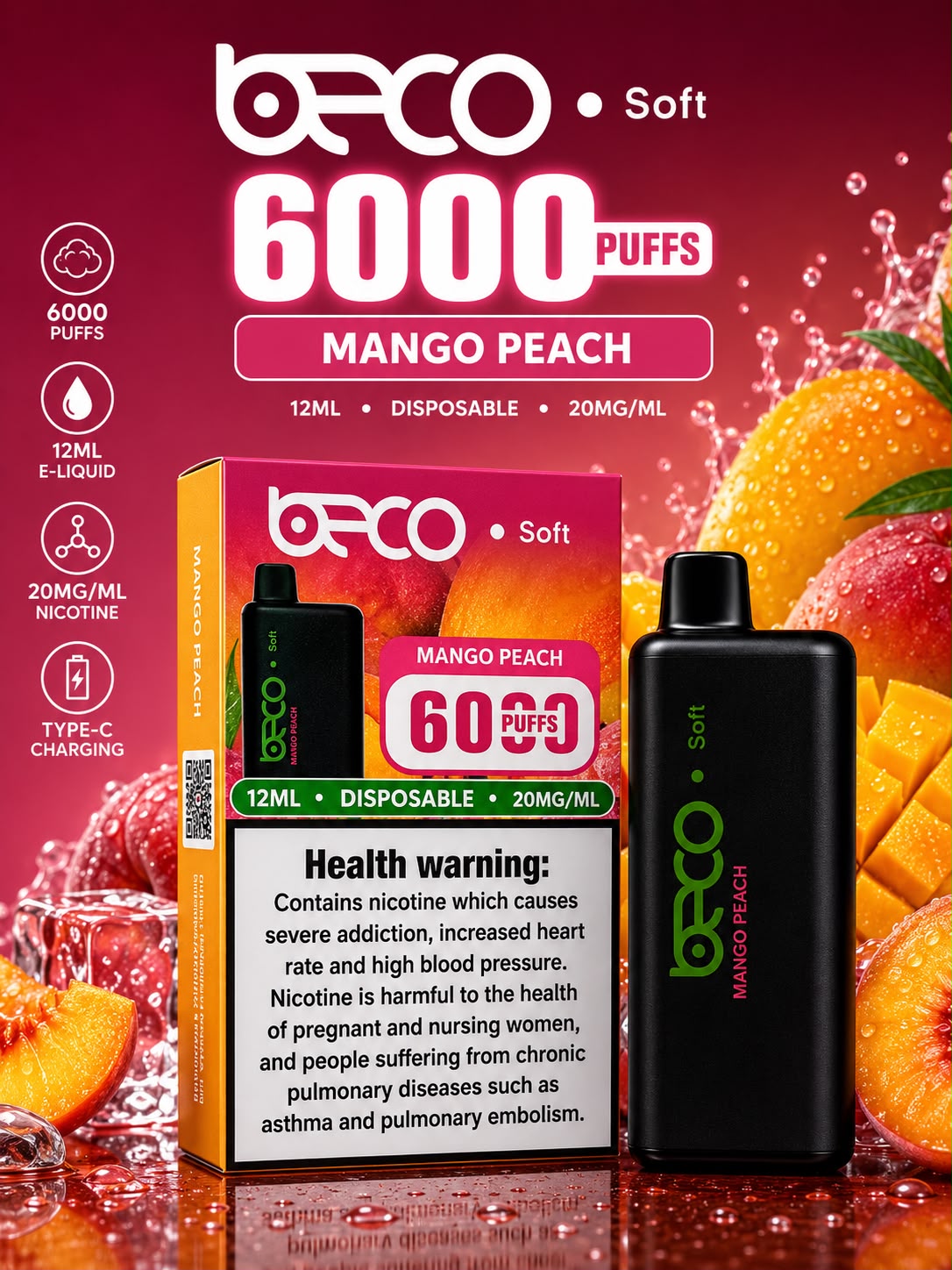 AL KHUMERY BECO SOFT DISPOSABLE VAPE 6000 PUFFS 12ML 20MG/ML – MULTIPLE FLAVORS