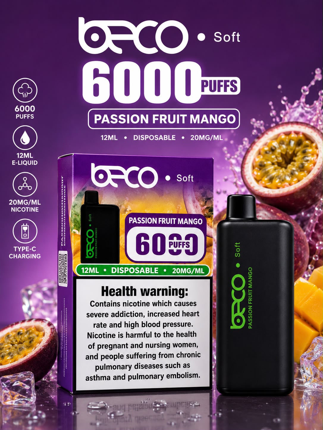 AL KHUMERY BECO SOFT DISPOSABLE VAPE 6000 PUFFS 12ML 20MG/ML – MULTIPLE FLAVORS