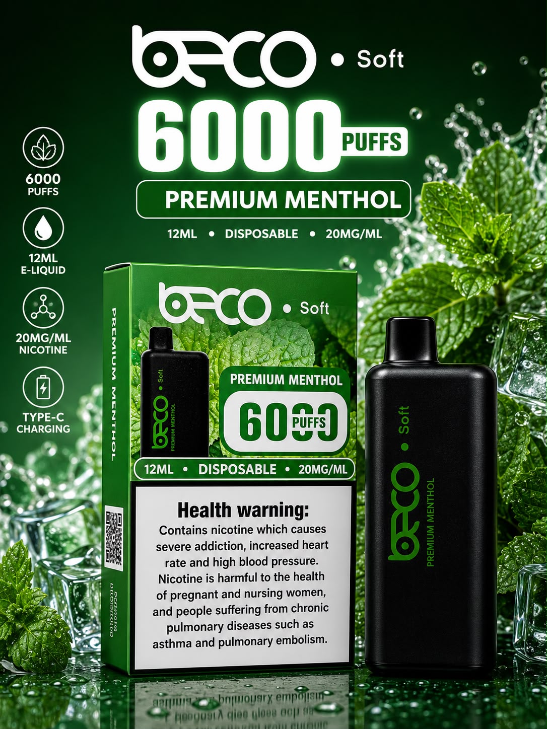 AL KHUMERY BECO SOFT DISPOSABLE VAPE 6000 PUFFS 12ML 20MG/ML – MULTIPLE FLAVORS