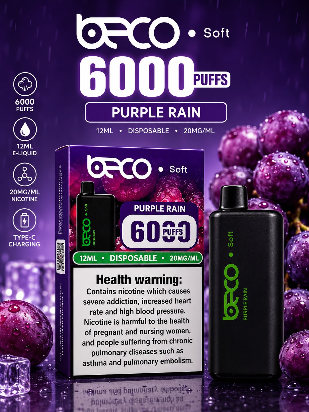AL KHUMERY BECO SOFT DISPOSABLE VAPE 6000 PUFFS 12ML 20MG/ML – MULTIPLE FLAVORS