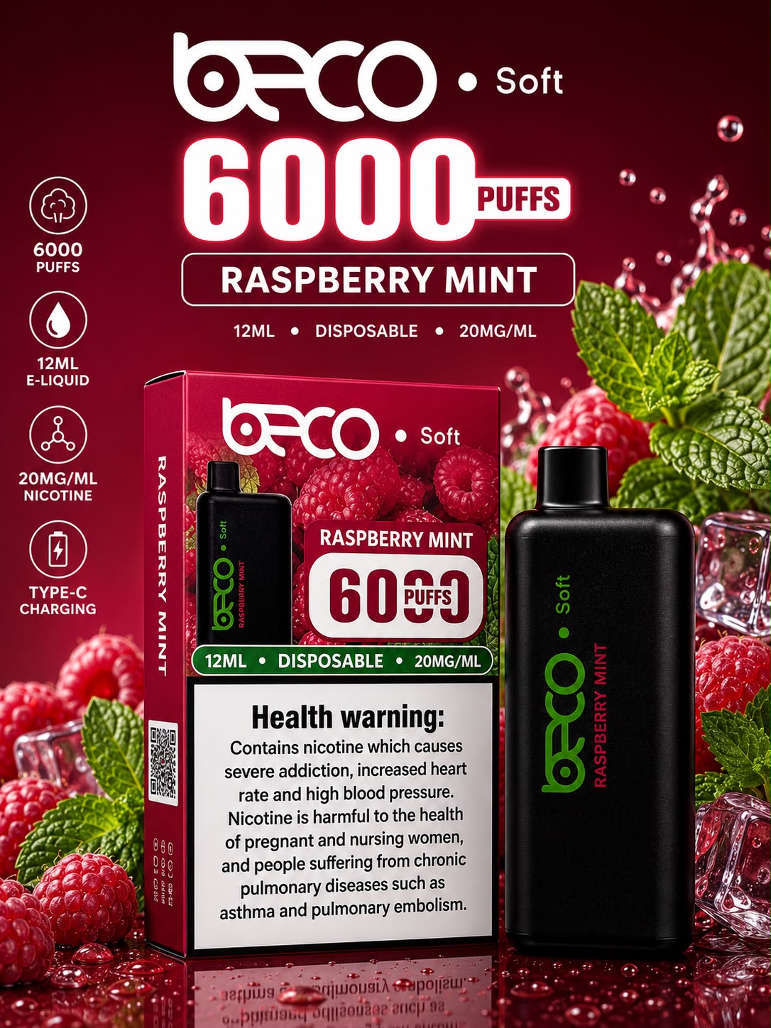 AL KHUMERY BECO SOFT DISPOSABLE VAPE 6000 PUFFS 12ML 20MG/ML – MULTIPLE FLAVORS