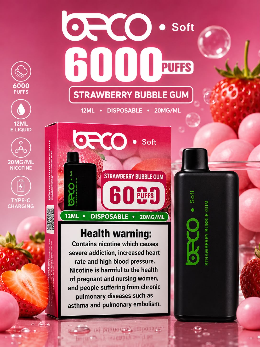 AL KHUMERY BECO SOFT DISPOSABLE VAPE 6000 PUFFS 12ML 20MG/ML – MULTIPLE FLAVORS