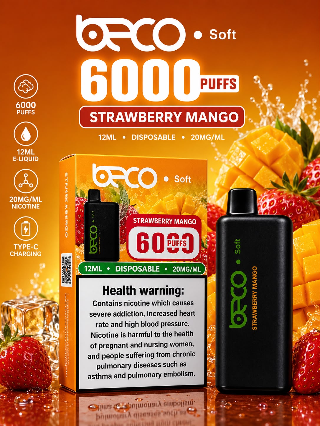 AL KHUMERY BECO SOFT DISPOSABLE VAPE 6000 PUFFS 12ML 20MG/ML – MULTIPLE FLAVORS