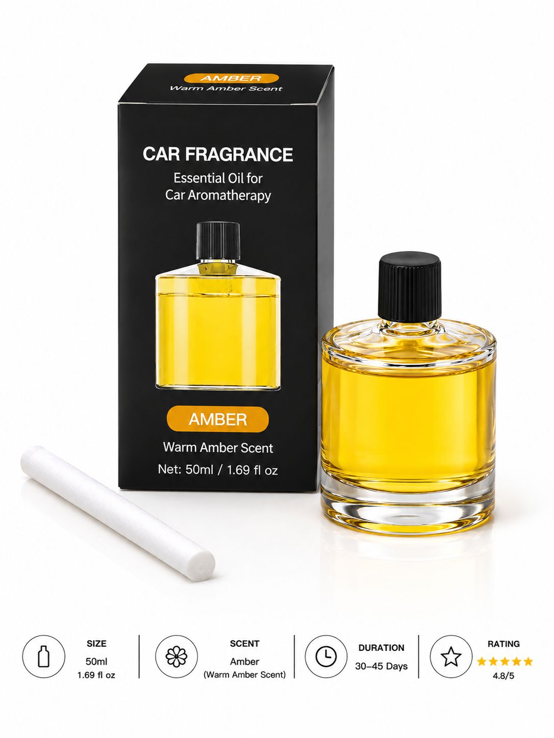 الخميري - زيت عطري فاخر للسيارات – معطر جو بريميوم يدوم طويلًا | 50 مل | 30-45 يومًا | 5 روائح مميزة | إصدار أسود أنيق