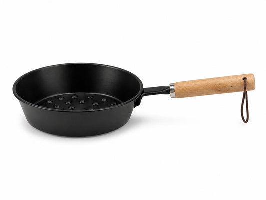 AL KHUMERY BLACK HOOKAH CHARCOAL HEATING PAN WITH WOODEN HANDLE