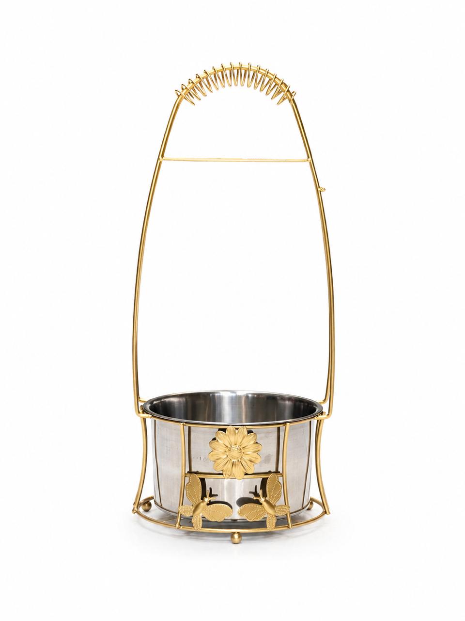 AL KHUMERY GOLD FLORAL STAINLESS STEEL CHARCOAL HOLDER BASKET