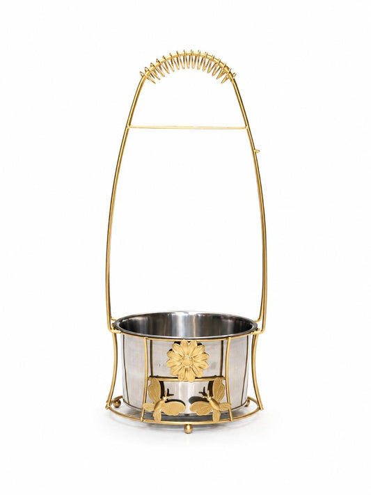 AL KHUMERY GOLD FLORAL STAINLESS STEEL CHARCOAL HOLDER BASKET