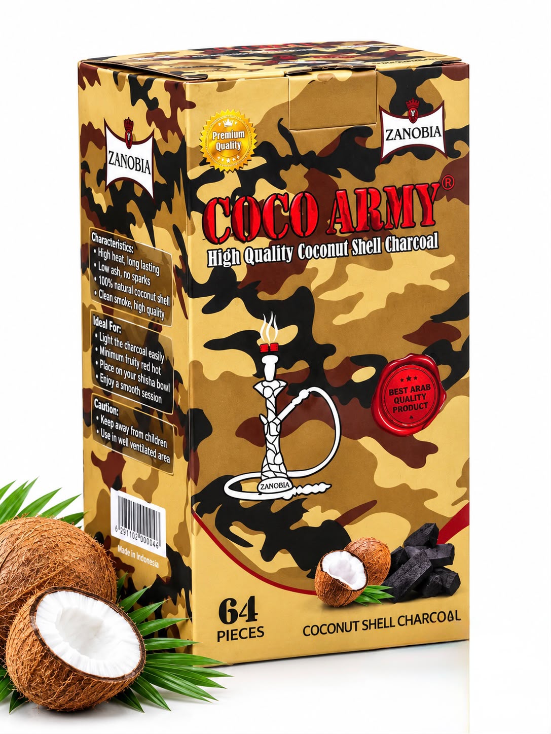 AL KHUMERY Both are Zanobia Coco Army - High Quality Coconut Shell Charcoal, Made In Indonesia. In UAE