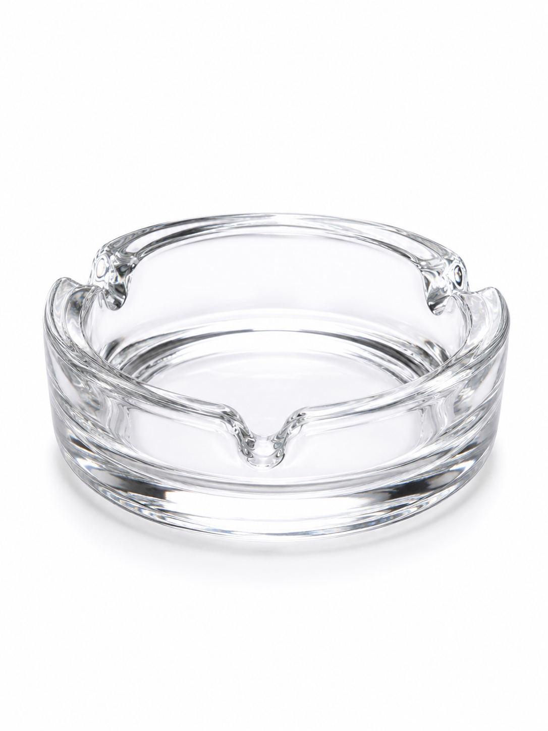AL KHUMERY Heavy Glass Ashtray | 4-Rest Ribbed Round | Heat Resistant | Indoor Outdoor Smoking Accessory In UAE