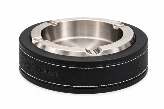 AL KHUMERY HONEST Luxury Leather Ashtray | Stainless Steel Inner Bowl | 4-Slot Premium Smoking Accessory UAE