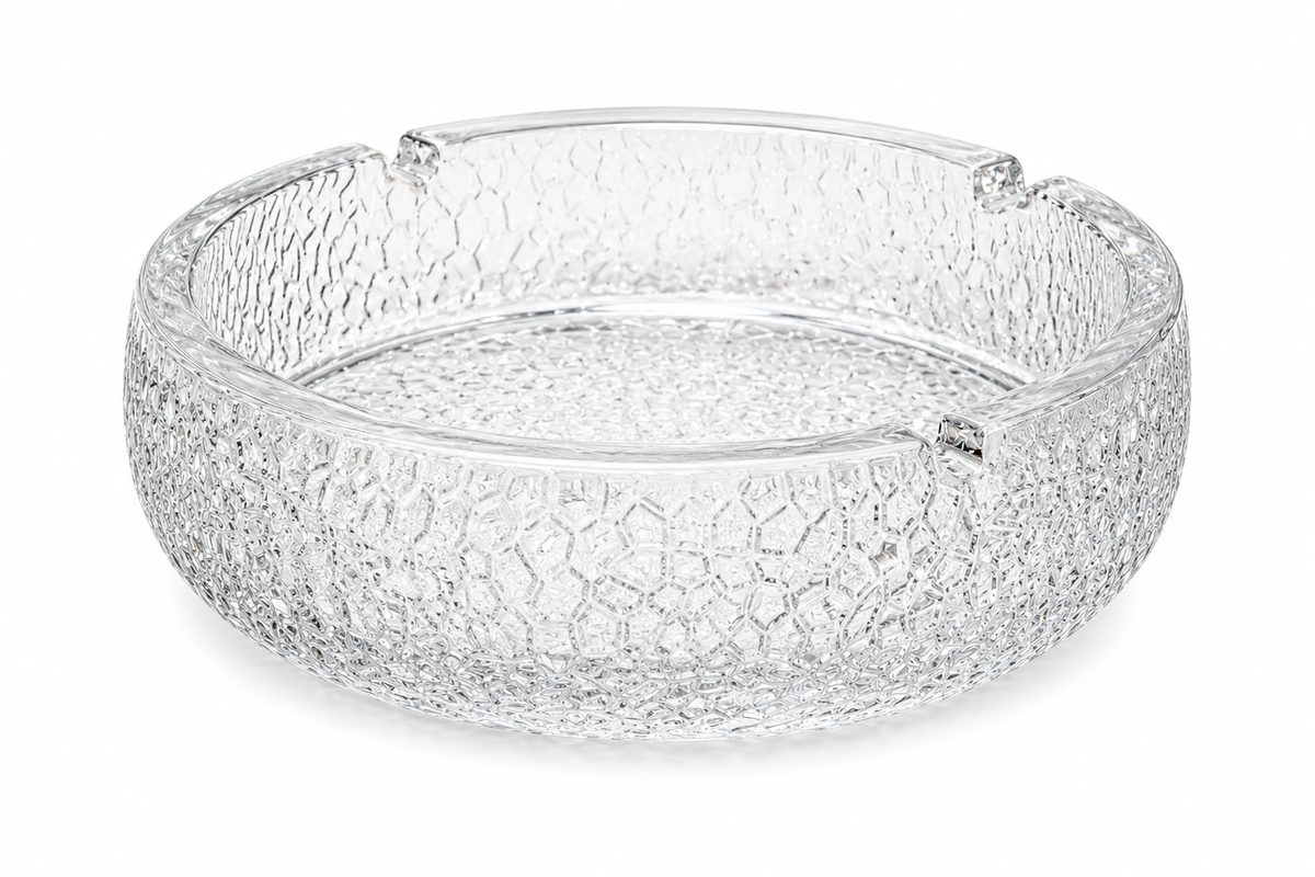 Al Khumery Crystal Glass Ashtray – Luxury Textured Design for Home & Lounge In UAE
