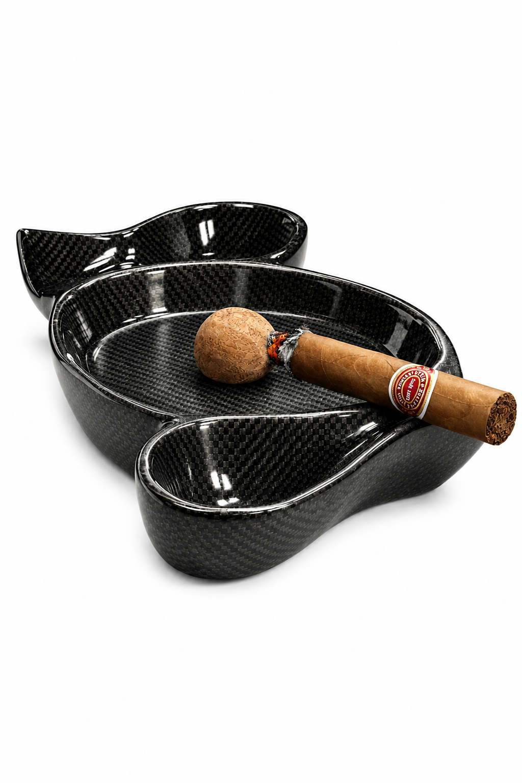 AL KHUMERY Premium Carbon Fiber Cigar Ashtray | 3-Slot Luxury Design | Heat Resistant | Smoking Accessories In UAE