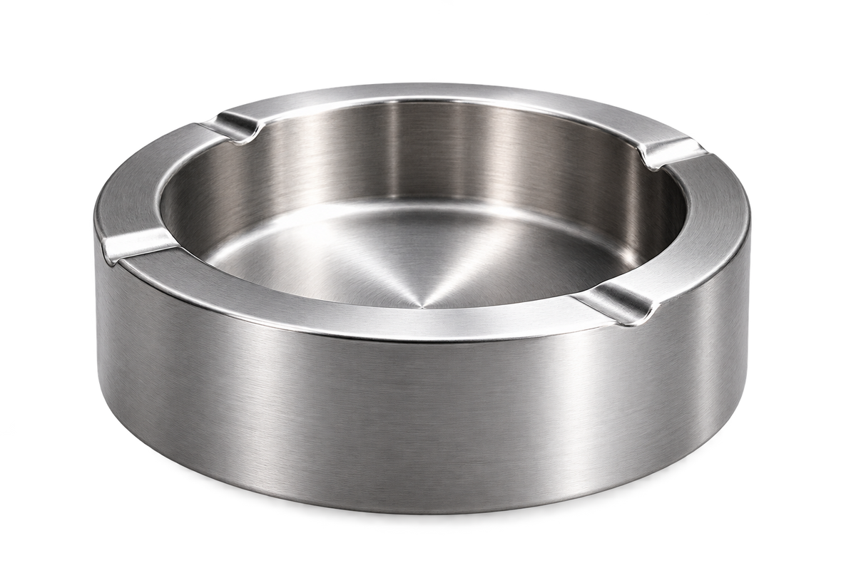 AL KHUMERY Premium Round Stainless Steel Ashtray | Heat Resistant | Easy Clean | Smoking Accessories In UAE