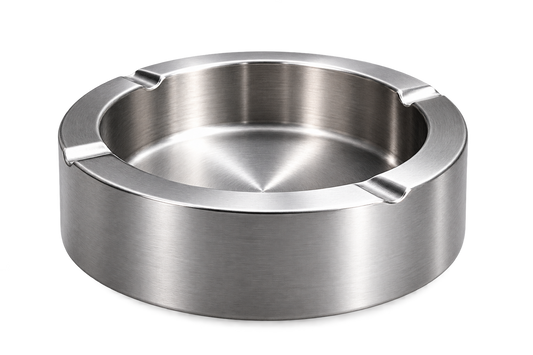 AL KHUMERY Large Stainless Steel Ashtray | 4-Slot Heavy Duty Round Metal Ash Tray | Home & Outdoor Use UAE
