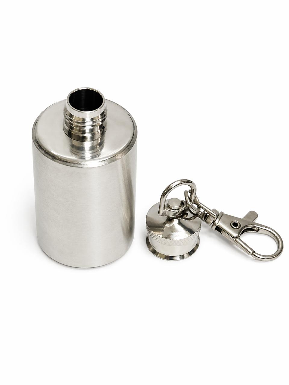 AL KHUMERY | 25ml -Mini Aluminum Cylindrical Dokha Bottle Keychain – Portable Screw Cap Dokha Storage Container Key Ring | UAE